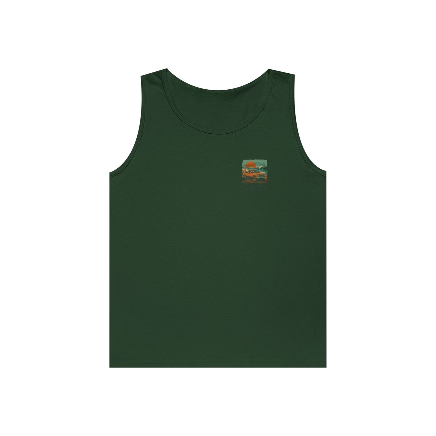 Rustic Adventure Unisex Heavy Cotton Tank Top, Summer Vibes, Travel Shirt, Camping Wear, Gift for Outdoor Lovers
