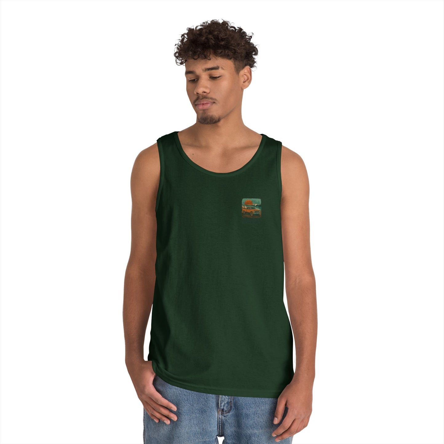 Rustic Adventure Unisex Heavy Cotton Tank Top, Summer Vibes, Travel Shirt, Camping Wear, Gift for Outdoor Lovers