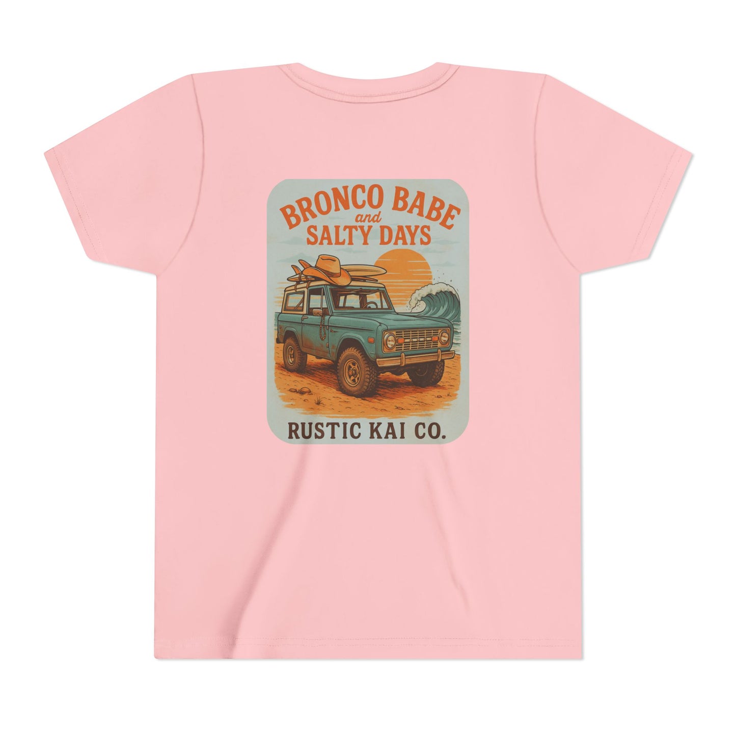 Bronco Babe Youth Tee, Vintage Car Design, Salty Days Cute Shirt, Summer Apparel, Gift for Adventure-Loving Kids