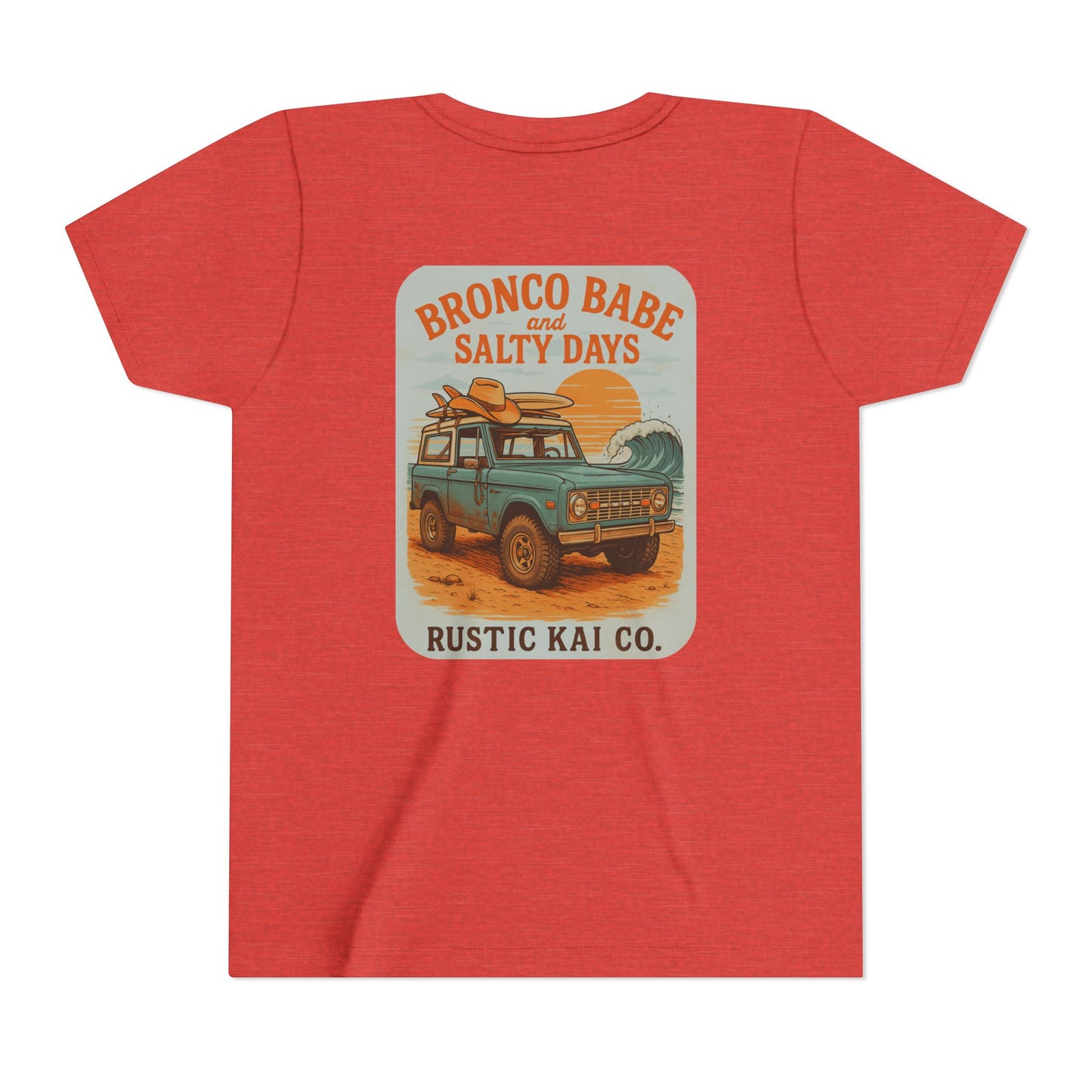 Bronco Babe Youth Tee, Vintage Car Design, Salty Days Cute Shirt, Summer Apparel, Gift for Adventure-Loving Kids