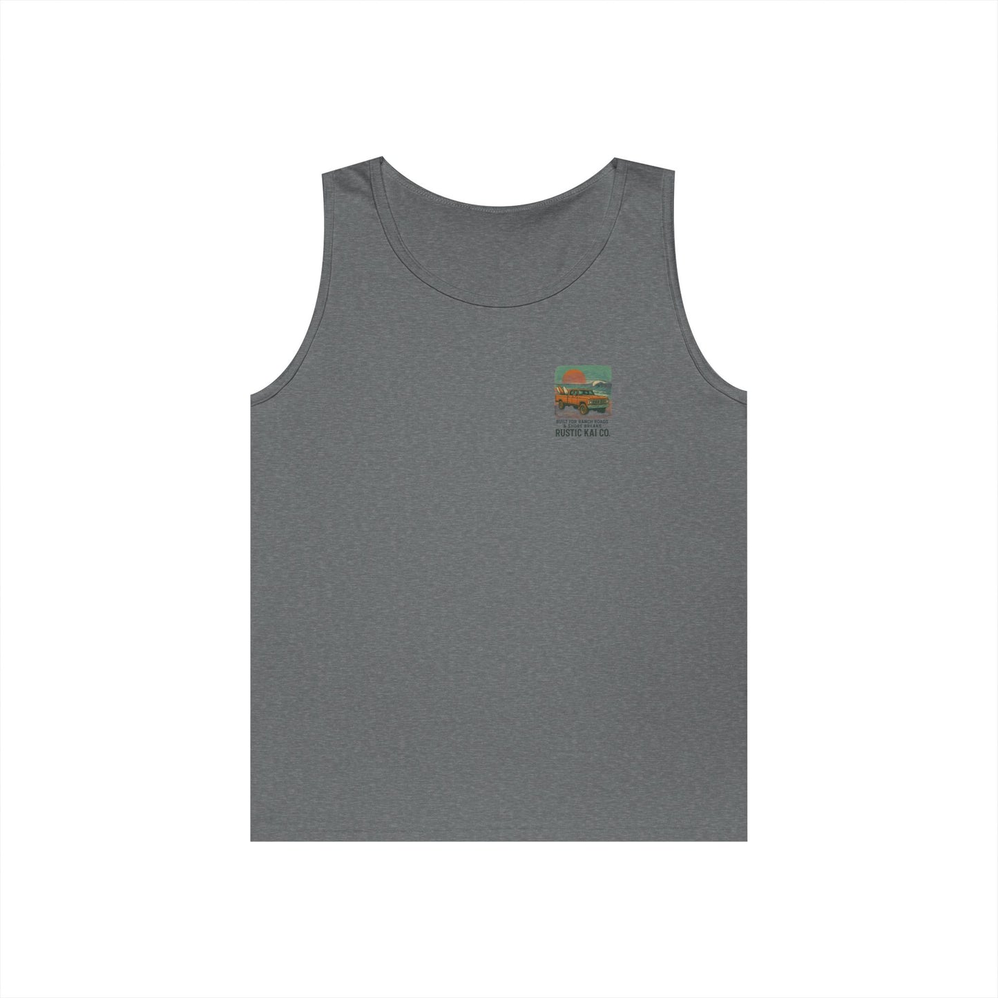 Rustic Adventure Unisex Heavy Cotton Tank Top, Summer Vibes, Travel Shirt, Camping Wear, Gift for Outdoor Lovers