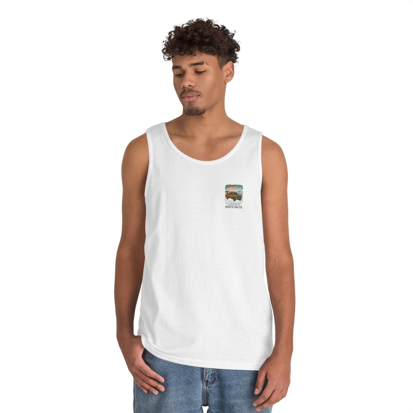 Rustic Adventure Unisex Heavy Cotton Tank Top, Summer Vibes, Travel Shirt, Camping Wear, Gift for Outdoor Lovers