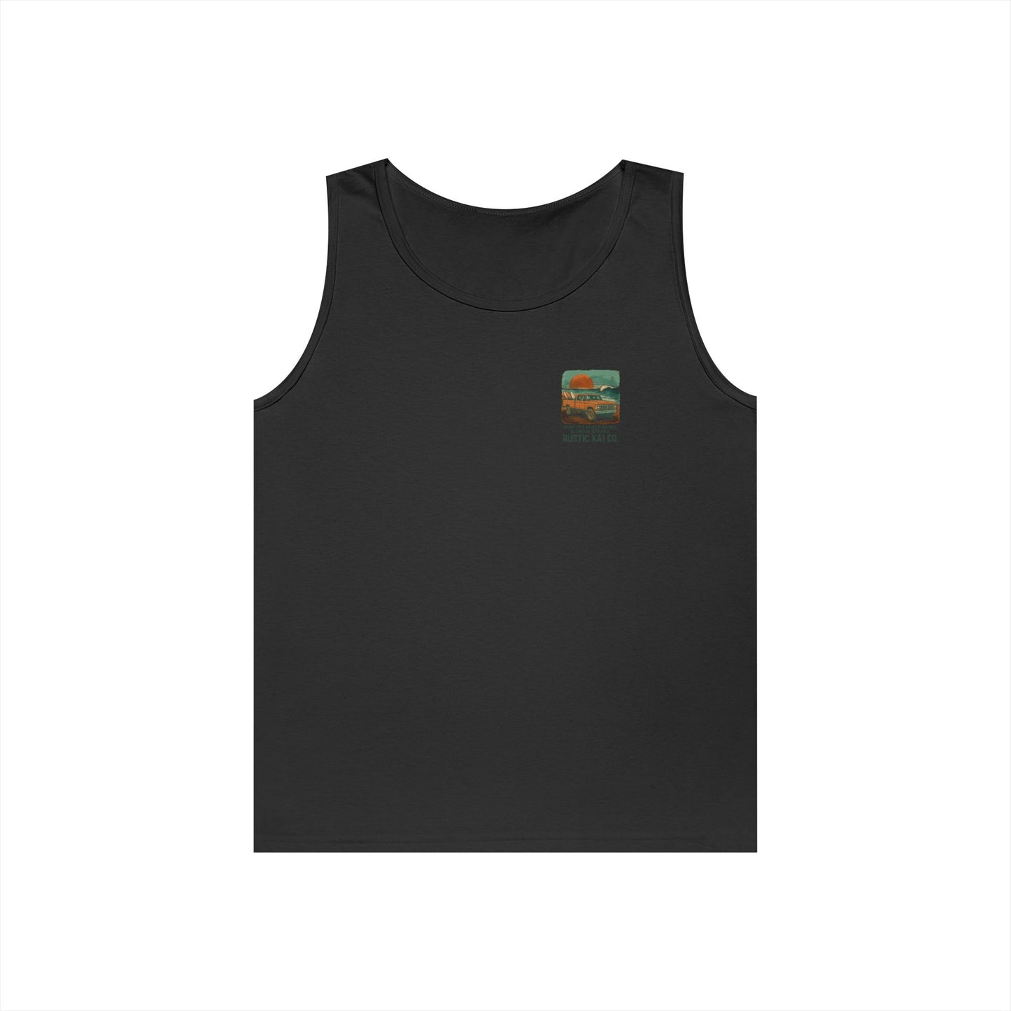 Rustic Adventure Unisex Heavy Cotton Tank Top, Summer Vibes, Travel Shirt, Camping Wear, Gift for Outdoor Lovers
