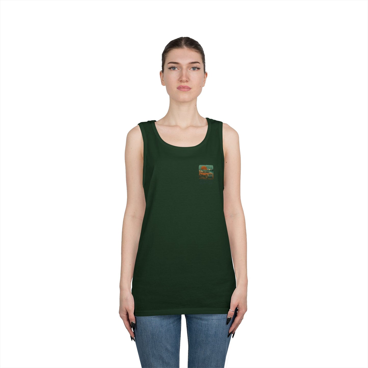 Rustic Adventure Unisex Heavy Cotton Tank Top, Summer Vibes, Travel Shirt, Camping Wear, Gift for Outdoor Lovers