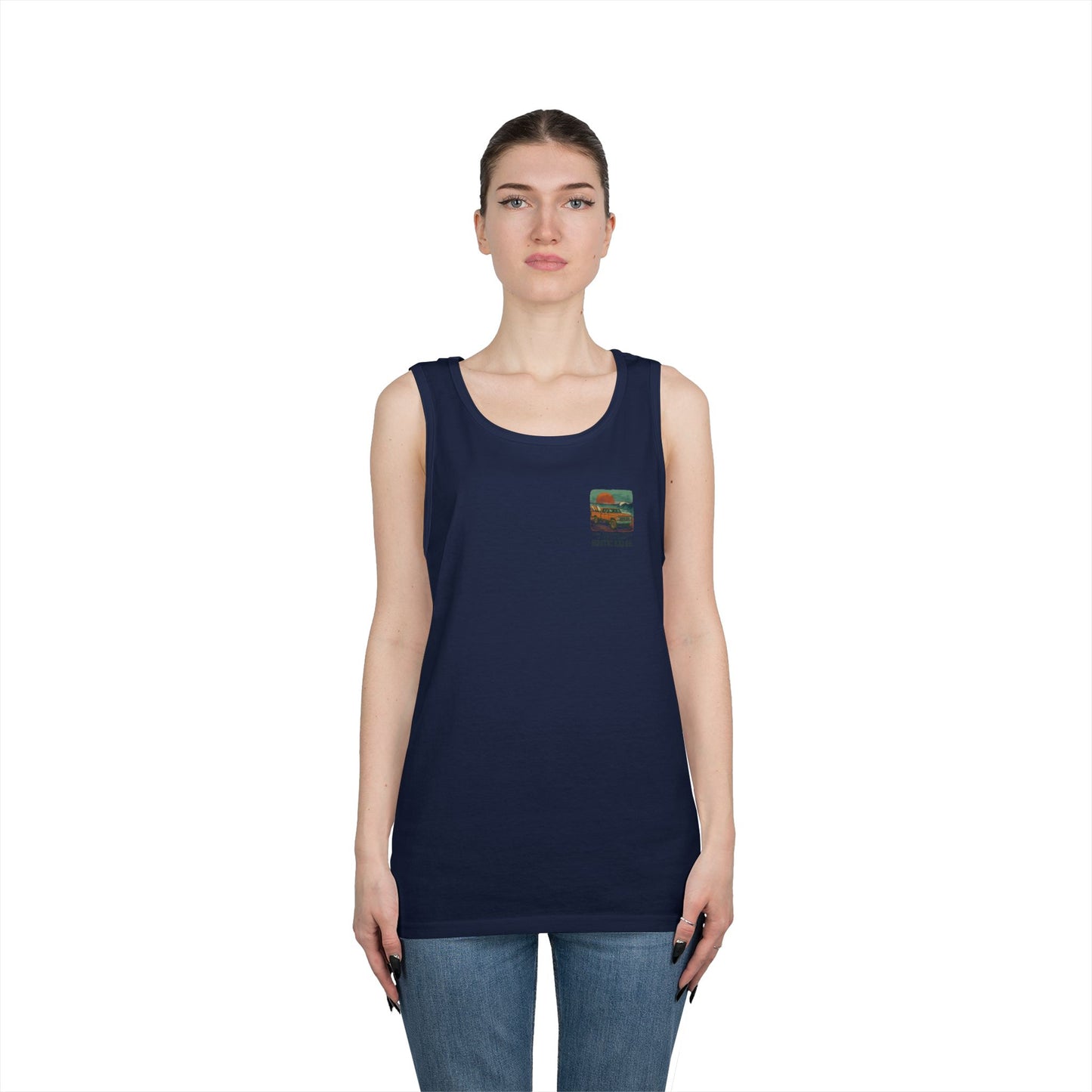Rustic Adventure Unisex Heavy Cotton Tank Top, Summer Vibes, Travel Shirt, Camping Wear, Gift for Outdoor Lovers