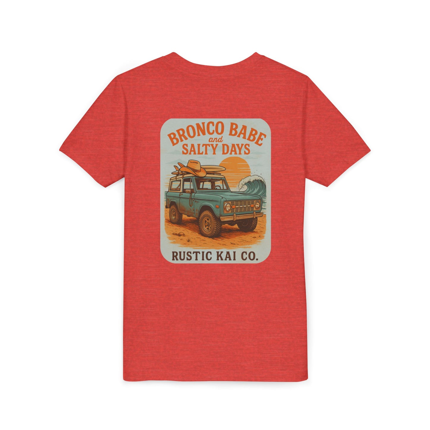Bronco Babe Youth Tee, Vintage Car Design, Salty Days Cute Shirt, Summer Apparel, Gift for Adventure-Loving Kids
