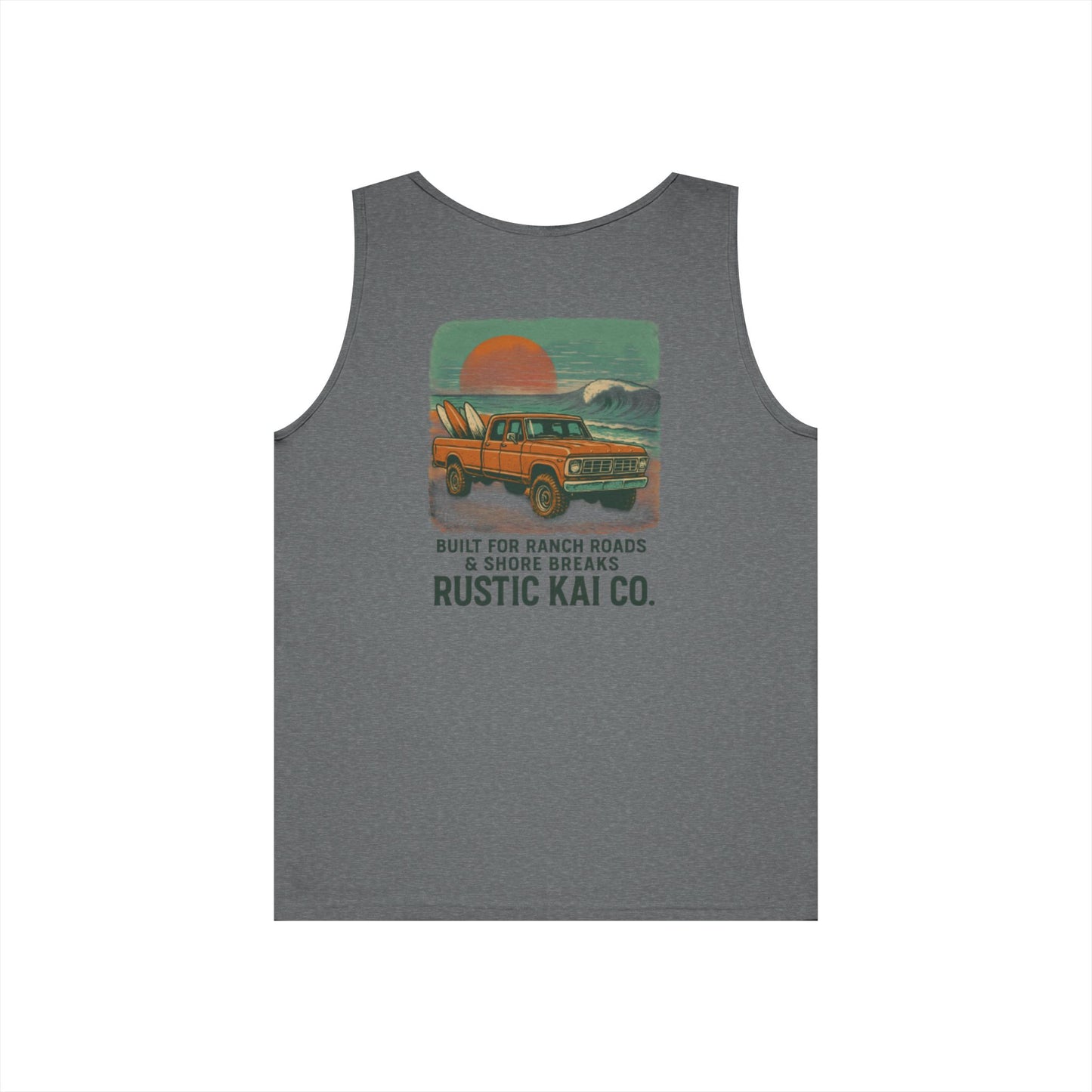 Rustic Adventure Unisex Heavy Cotton Tank Top, Summer Vibes, Travel Shirt, Camping Wear, Gift for Outdoor Lovers