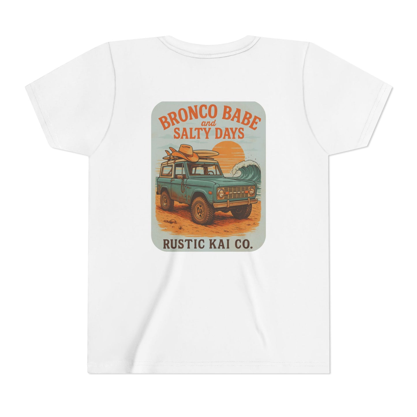 Bronco Babe Youth Tee, Vintage Car Design, Salty Days Cute Shirt, Summer Apparel, Gift for Adventure-Loving Kids