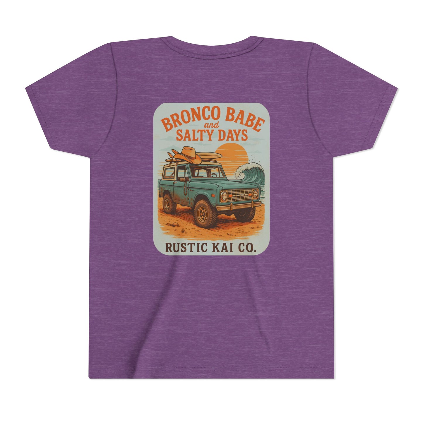 Bronco Babe Youth Tee, Vintage Car Design, Salty Days Cute Shirt, Summer Apparel, Gift for Adventure-Loving Kids