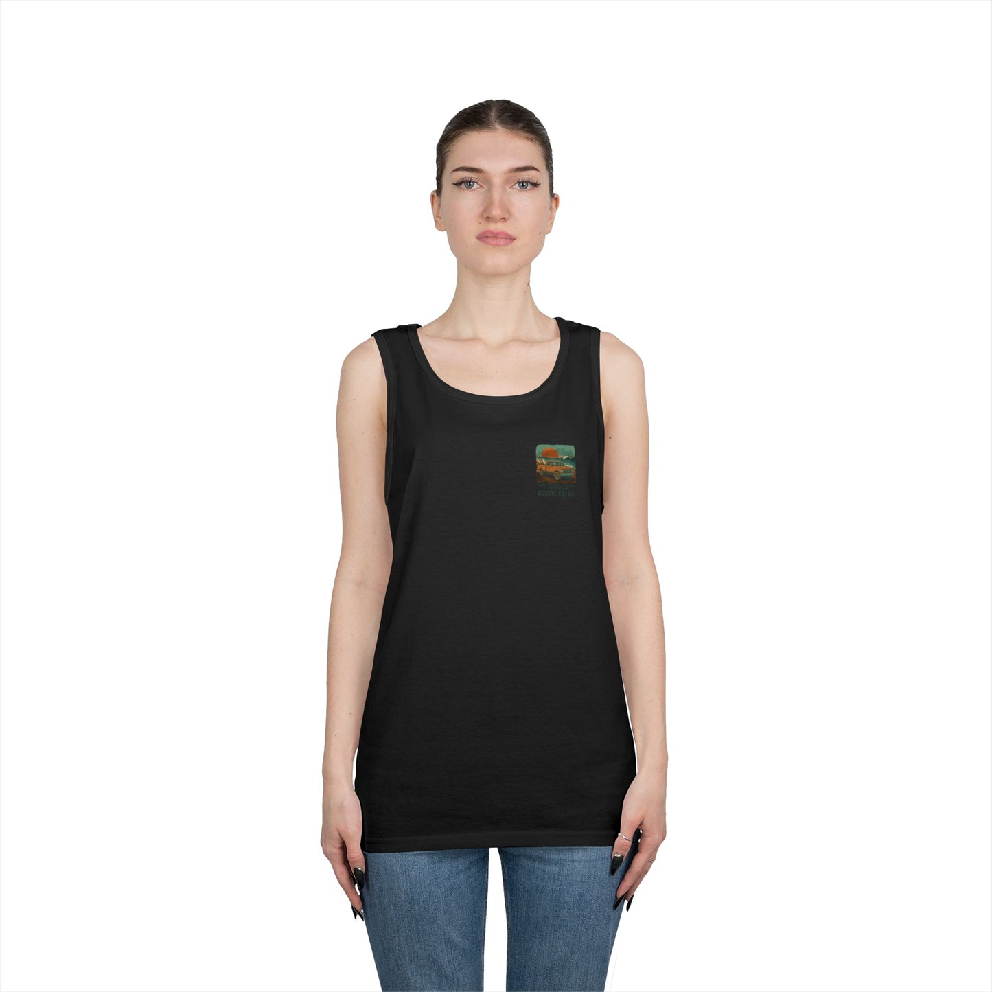 Rustic Adventure Unisex Heavy Cotton Tank Top, Summer Vibes, Travel Shirt, Camping Wear, Gift for Outdoor Lovers